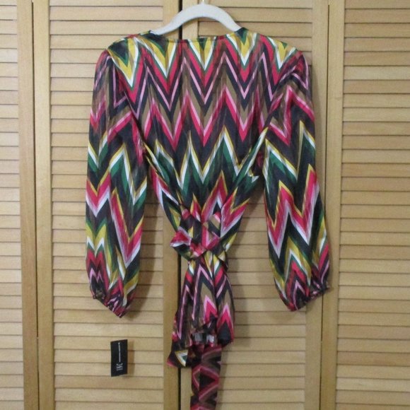 Inc International Concepts Chevron Faux Wrap Top S - Picture 6 of 9